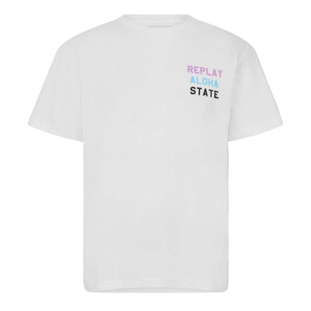 Replay Mens Aloha State Graphic Print Regular T-Shirt / White
